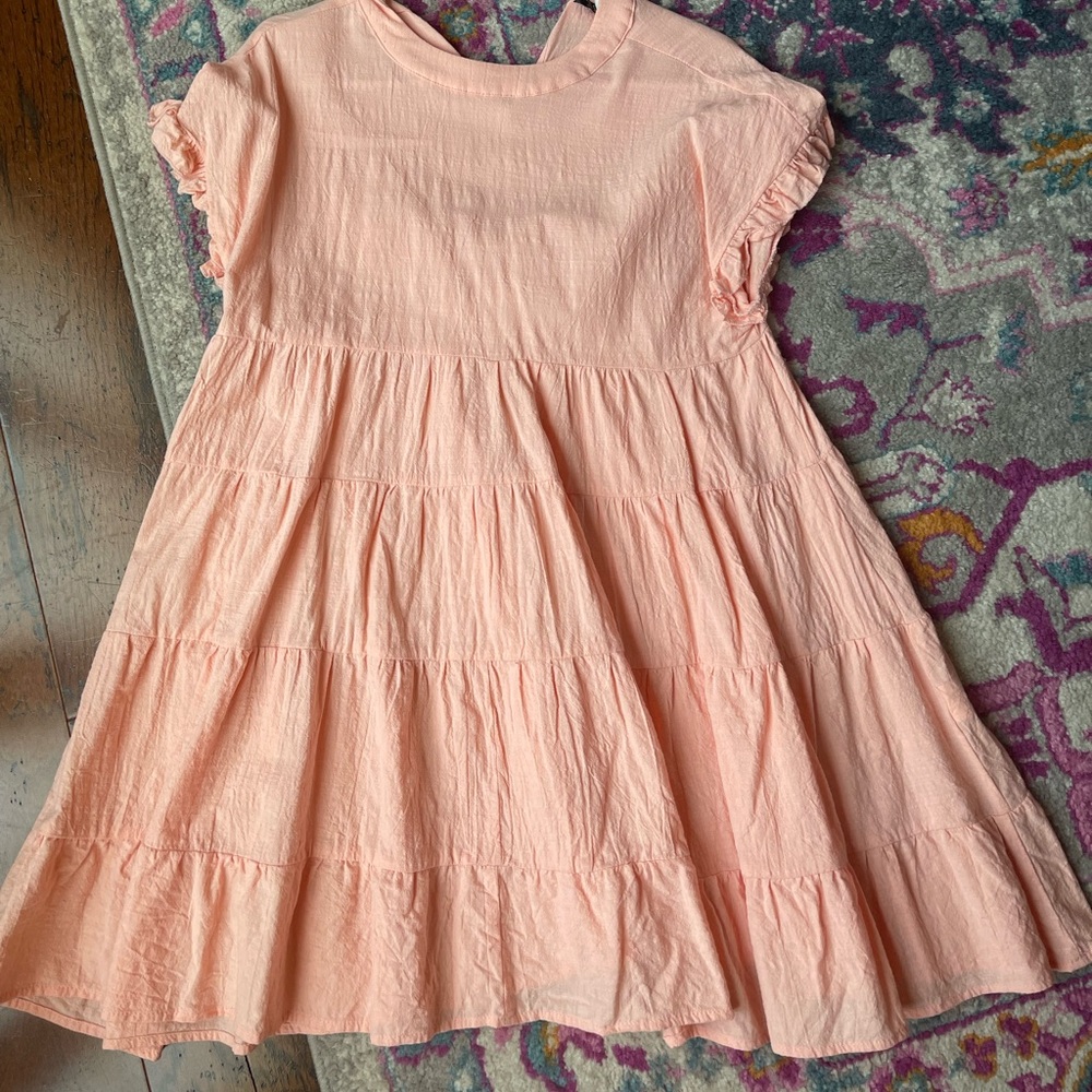 layered ruffle babydoll dress - salmon